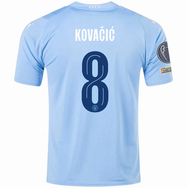 Studio Fit Multifunctional Performance Blend Puma Manchester City Mateo Kovacic Home Jersey w/ Champions League   Club World Cup Patches 23/24 (Team Light Blue/Puma White)