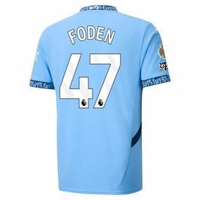 Puma Manchester City Phil Foden Home Jersey w/ EPL   No Room For Racism   Club World Cup Patches 24/25 (Team Light Blue/Marine Blue) Odor Control Yarn