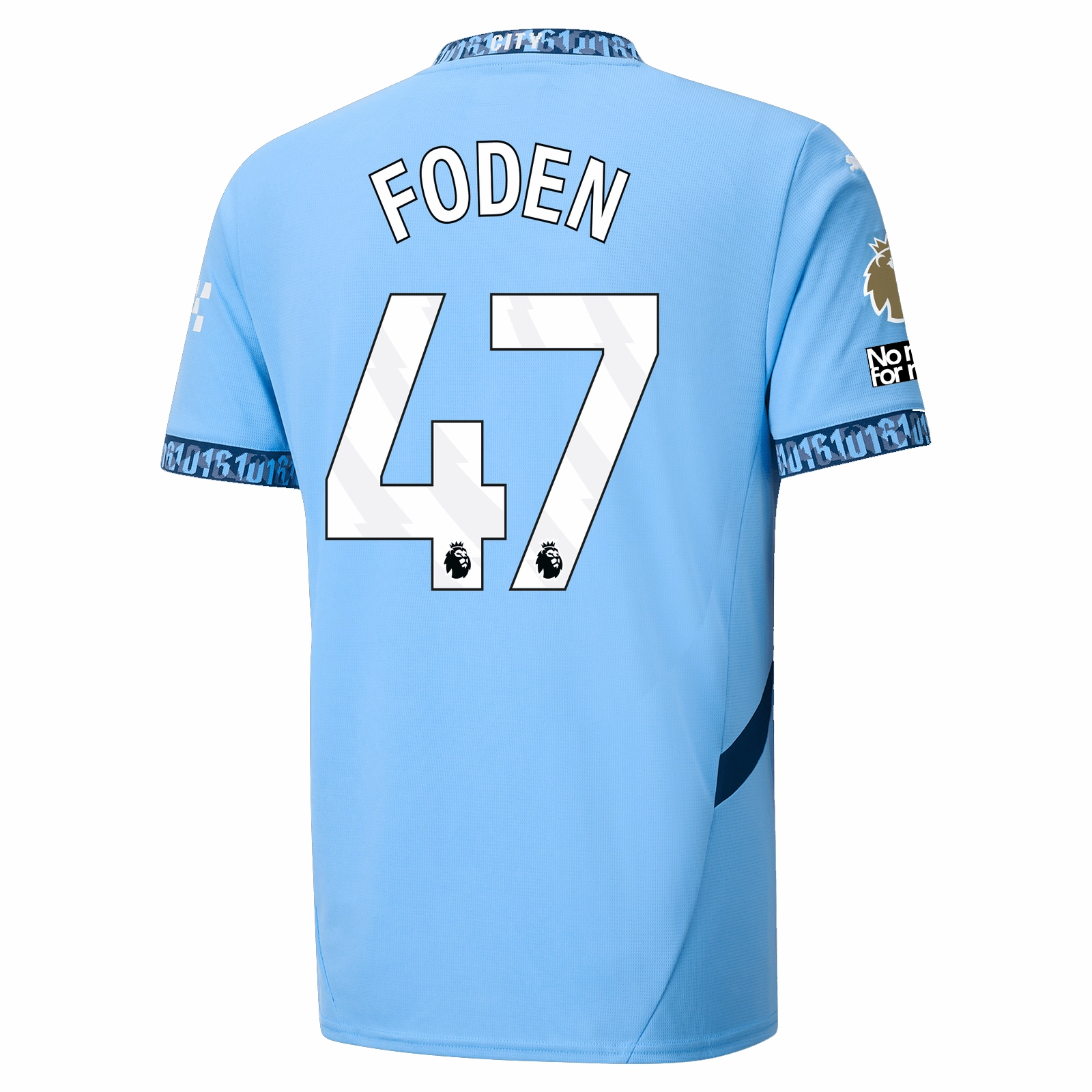 Puma Manchester City Phil Foden Home Jersey w/ EPL   No Room For Racism   Club World Cup Patches 24/25 (Team Light Blue/Marine Blue) Quick Release Tag