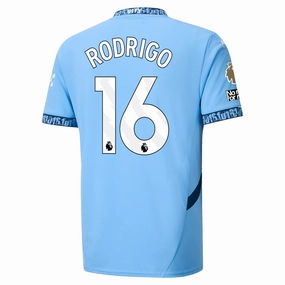 Reflective accents Stamina Wear Puma Manchester City Rodrigo Authentic Home Jersey w/ EPL   No Room For Racism Patch 24/25 (Team Light Blue/Marine Blue)