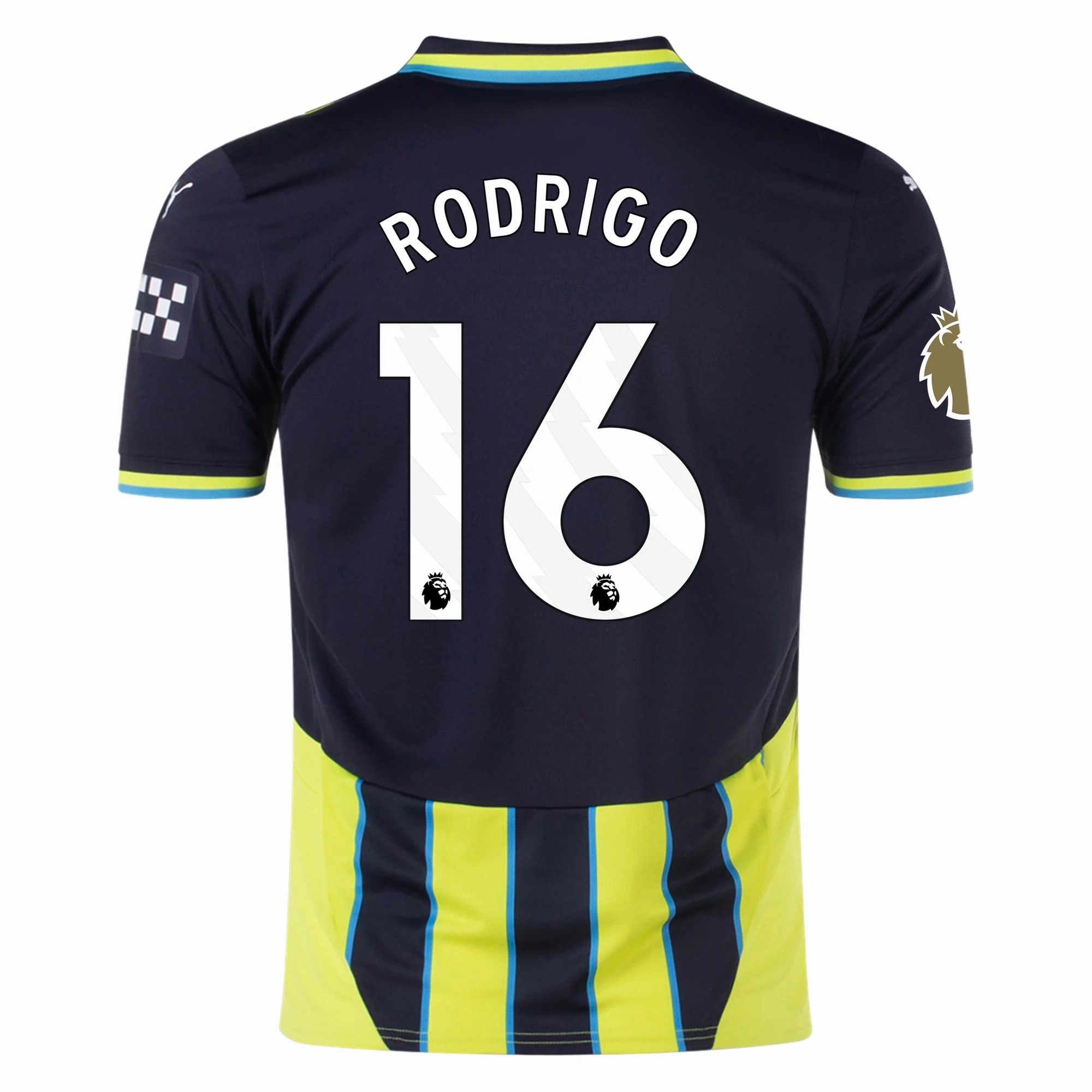 Outdoor Training Slub Textured Surface Puma Manchester City Rodrigo Away Jersey w/ EPL   Club World Cup Patch 24/25 (New Navy/Yellow Glow)