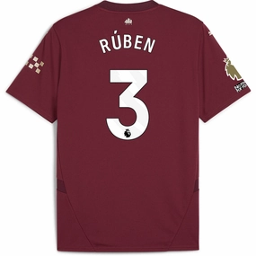 Durable Polyester Blend Flexible Yoke Design Puma Manchester City Ruben Dias Third Jersey w/ EPL   No Room For Racism   Club World Cup Patches24/25 (Dark Jasper)