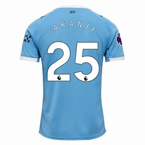 Eco Friendly Fibers Puma Manuel Akanji Manchester City Home Jersey 25/26 w/ EPL   Sponsor Patch (Team Light Blue/Puma White)