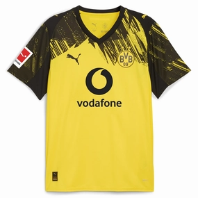 Puma Men's BVB Dortmund Home Jersey w/ Bundesliga Patch 25/26 (Faster Yellow/Black) Temperature Regulating Lining Reinforced Seams