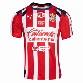 Puma Men's Chivas De Guadalajara Home Jersey 25/26 (Puma Red/White) Reflective Detailing Breathable Back Vents