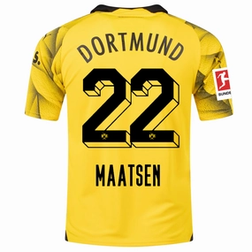 Cool Texture Zip Up Puma Mens Borussia Dortmund Ian Maatsen Third Jersey w/ Bundesliga Patch 23/24 (Cyber Yellow/Puma Black)
