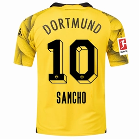 Urban Run Compression Fit Puma Mens Borussia Dortmund Jadon Sancho Third Jersey w/ Bundesliga Patch 23/24 (Cyber Yellow/Puma Black)