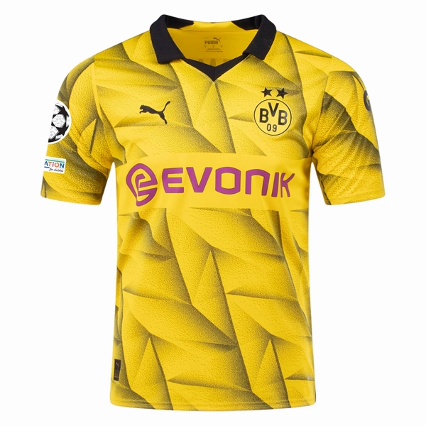 Motion Base Quick Fit Puma Mens Borussia Dortmund Karim Adeyemi Third Jersey w/ Champions League Patches 23/24 (Cyber Yellow/Puma Black)