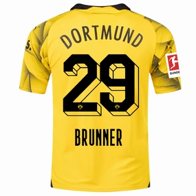 Sport Apparel Puma Mens Borussia Dortmund Paris Brunner Third Jersey w/ Bundesliga Patch 23/24 (Cyber Yellow/Puma Black)