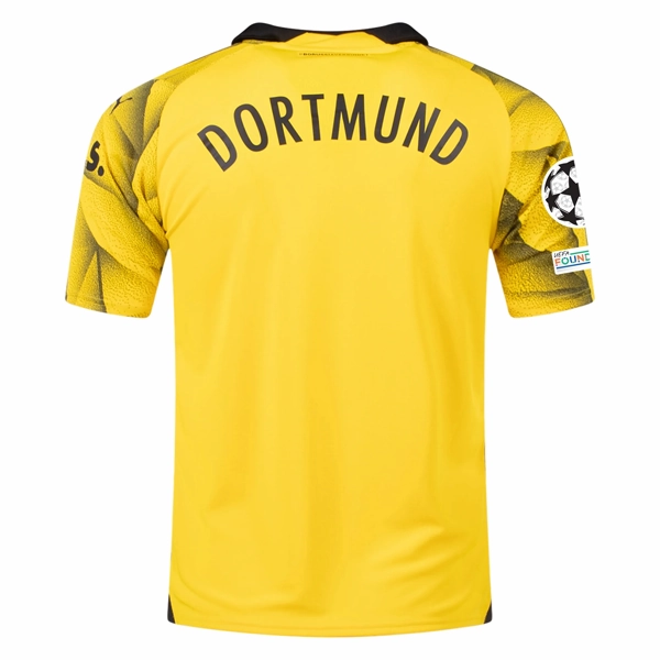 Puma Mens Borussia Dortmund Third Jersey w/ Champions League Patches 23/24 (Cyber Yellow/Puma Black) Comfort Plus