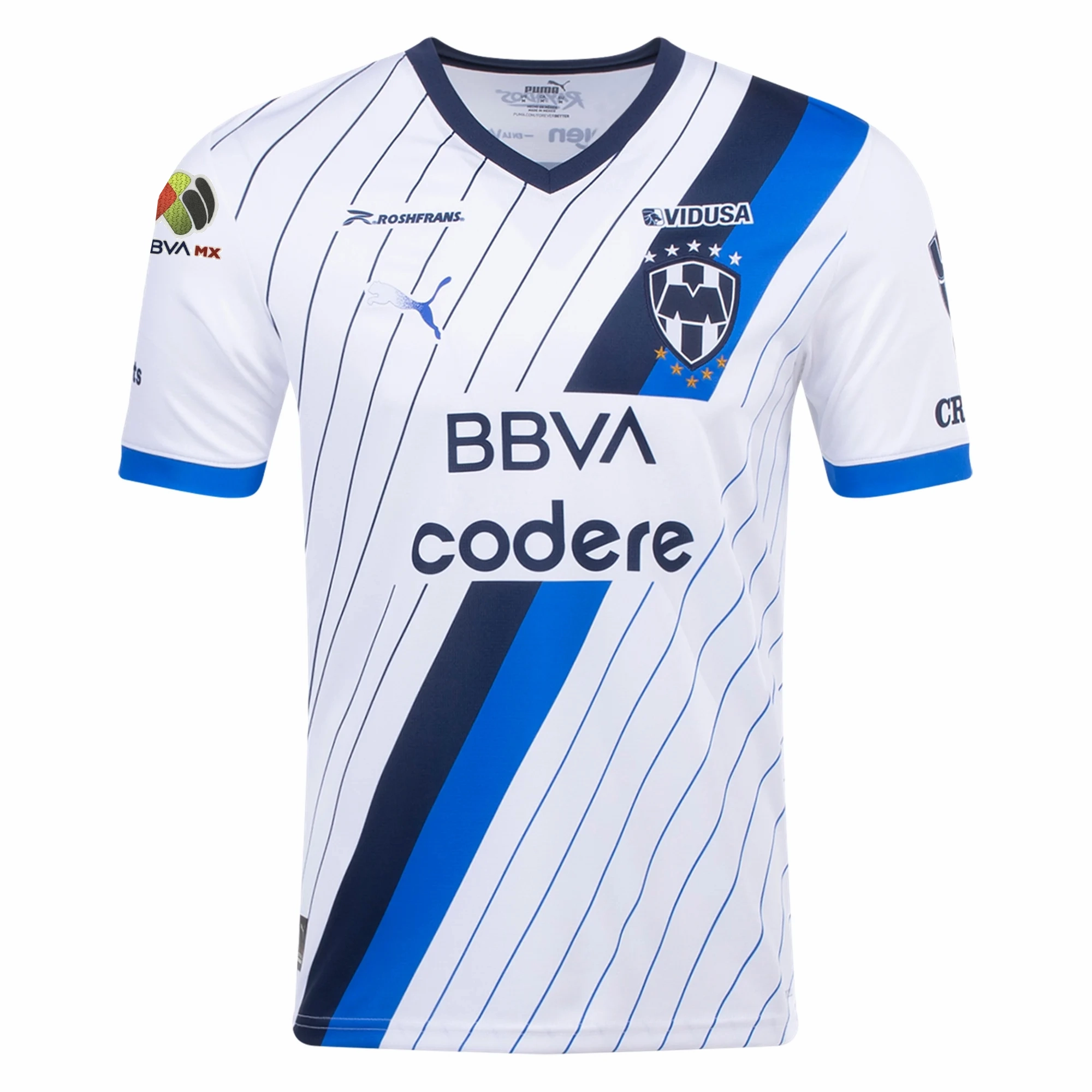 High Compression Knit Laser Cut Ventilation Puma Monterrey Away Jersey w/ Liga MX Patch 23/24 (Puma White)