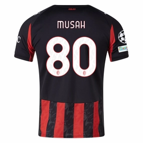 Puma Musah Men's AC Milan Home Jersey w/ Champions League Patches 25/26 (Red/Black) Sharp Cut