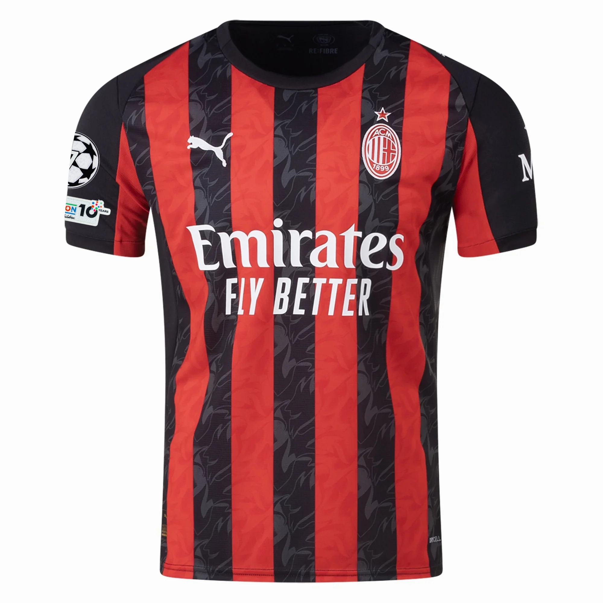 Sport Layer Puma Musah Men's AC Milan Home Jersey w/ Champions League Patches 25/26 (Red/Black)