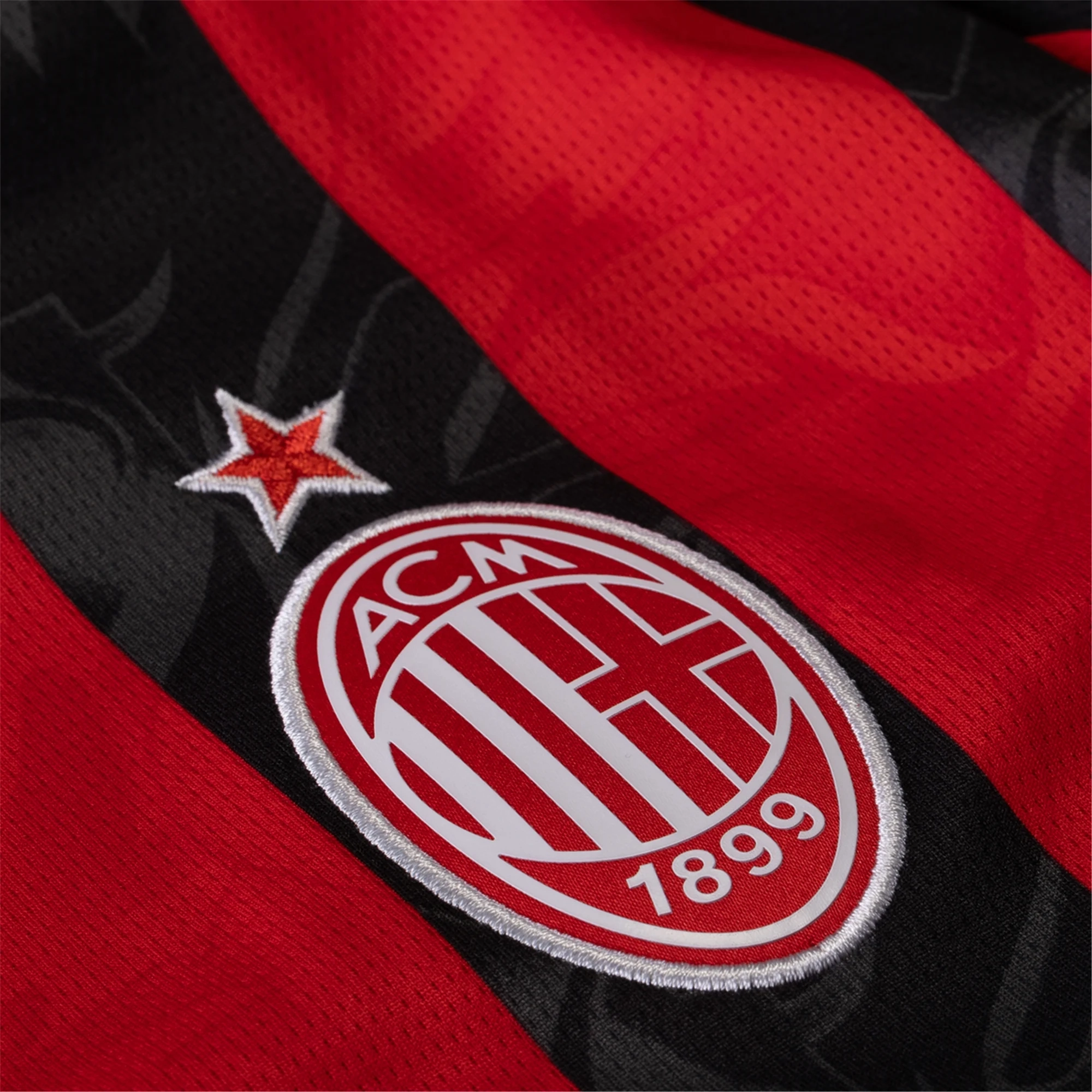 Sport Apparel Puma Rafa Leao Men's AC Milan Home Jersey w/ Champions League Patches 25/26 (Red/Black)