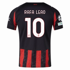 Puma Rafa Leao Men's AC Milan Home Jersey w/ Champions League Patches 25/26 (Red/Black) Free Motion Agile Motion