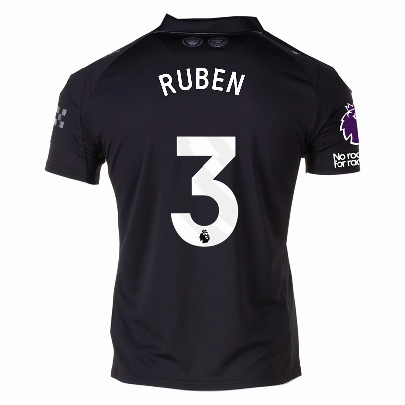 Puma Ruben Men's Manchester City Away Jersey 25/26 w/ NRFR   EPL Patches (Puma Black) Anti Pill Finish