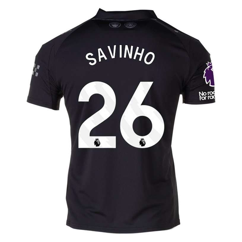 Puma Savinho Men's Manchester City Away Jersey 25/26 w/ NRFR   EPL Patches (Puma Black) Heat Transfer Logos Sport Layer
