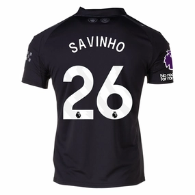 Puma Savinho Men's Manchester City Away Jersey 25/26 w/ NRFR   EPL Patches (Puma Black) Heat Transfer Logos Sport Layer
