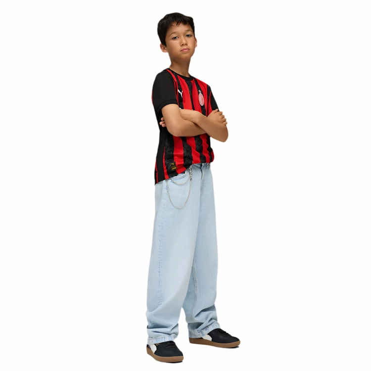 Ventilation Mesh Panel streamlined look Puma Youth AC Milan Home Jersey 25/26 (Red/Black)
