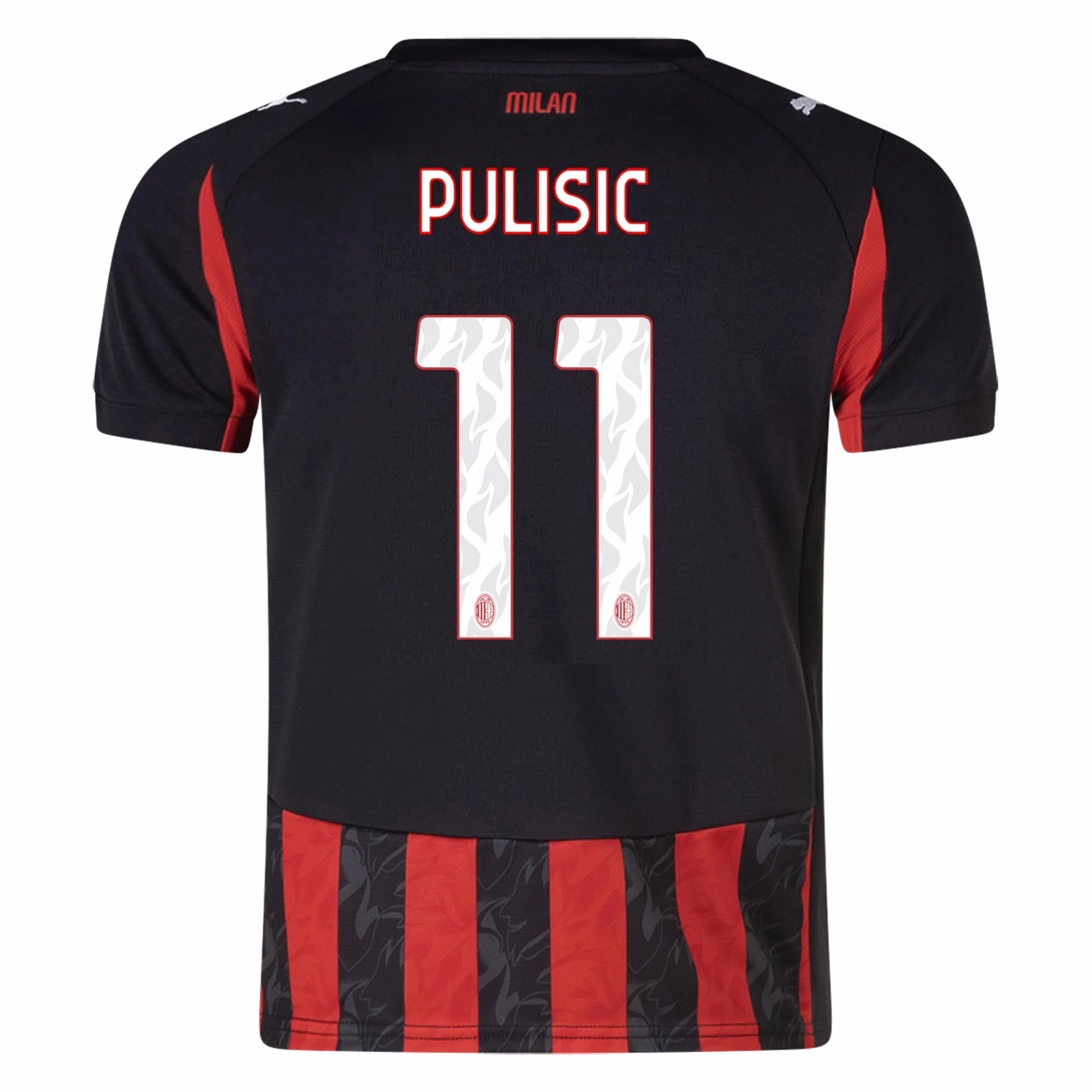 Quick Recovery Fabric Moisture Wicking Fabric Puma Youth Christian Pulisic AC Milan Home Jersey 25/26 (Red/Black)