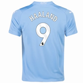 Puma Youth Manchester City Erling Haaland Home Jersey 23/24 (Team Light Blue/Puma White) Lightweight Knit Elastic Cuff Retention