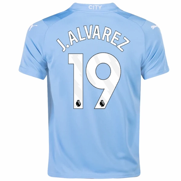 Workout Gear Anti Static Weave Technology Puma Youth Manchester City Julian Alvarez Home Jersey 23/24 (Team Light Blue/Puma White)