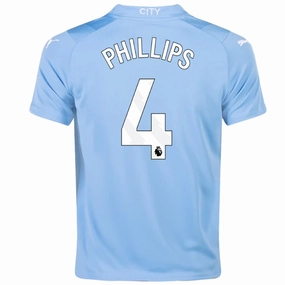 Puma Youth Manchester City Kalvin Phillips Home Jersey 23/24 (Team Light Blue/Puma White) Breathable Design