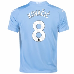 Hypoallergenic Processing Athletic Collar Style Puma Youth Manchester City Mateo Kovacic Home Jersey 23/24 (Team Light Blue/Puma White)