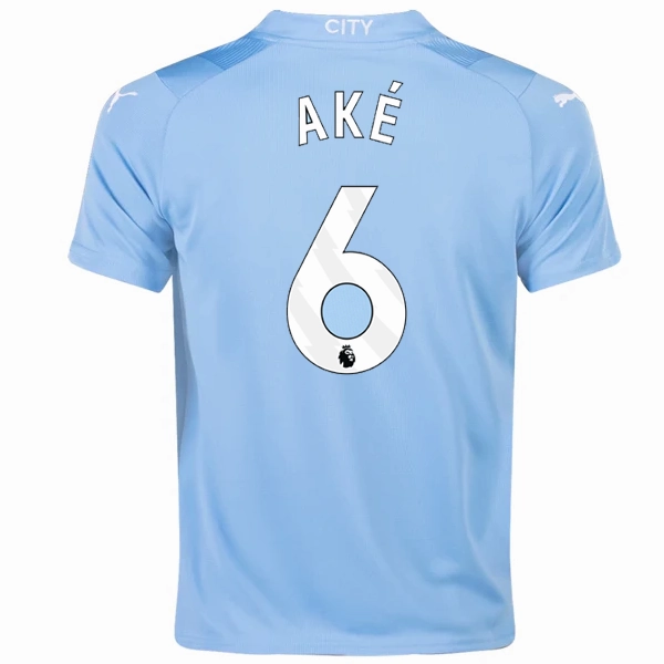 Puma Youth Manchester City Nathan Ake Home Jersey 23/24 (Team Light Blue/Puma White) Pre Shrunk Fabric