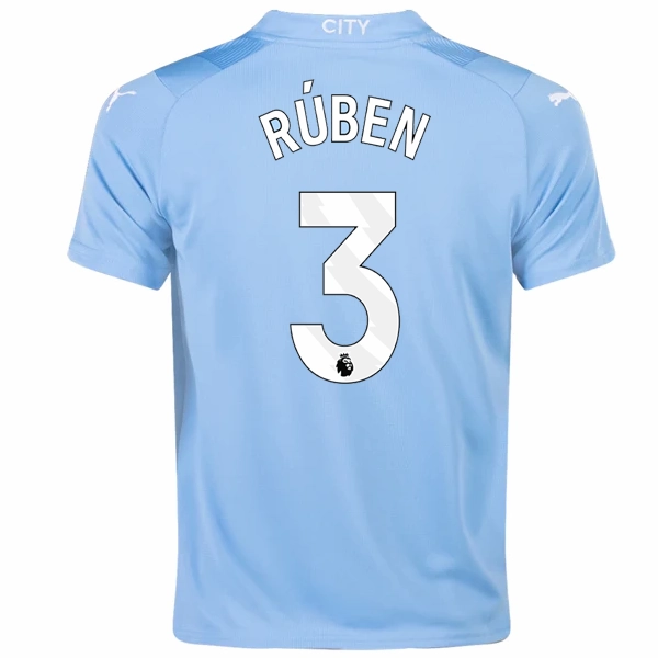 Puma Youth Manchester City Ruben Dias Home Jersey 23/24 (Team Light Blue/Puma White) Any Activity Casual Gear