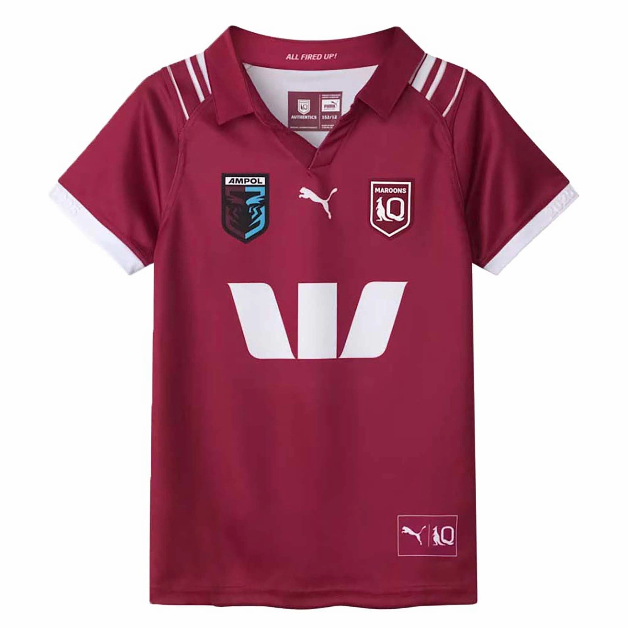 Junior's State Of Origin Queensland Maroons 2025 Replica Home Jersey Minimal Design Sublimated Prints