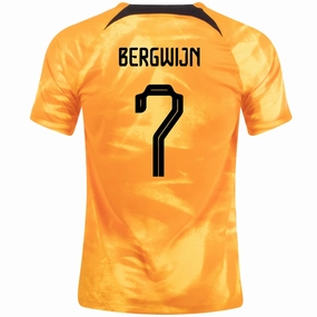 Reinforced Hemline Nike Netherlands Steven Bergwijn Home Jersey 22/23 (Laser Orange/Black)