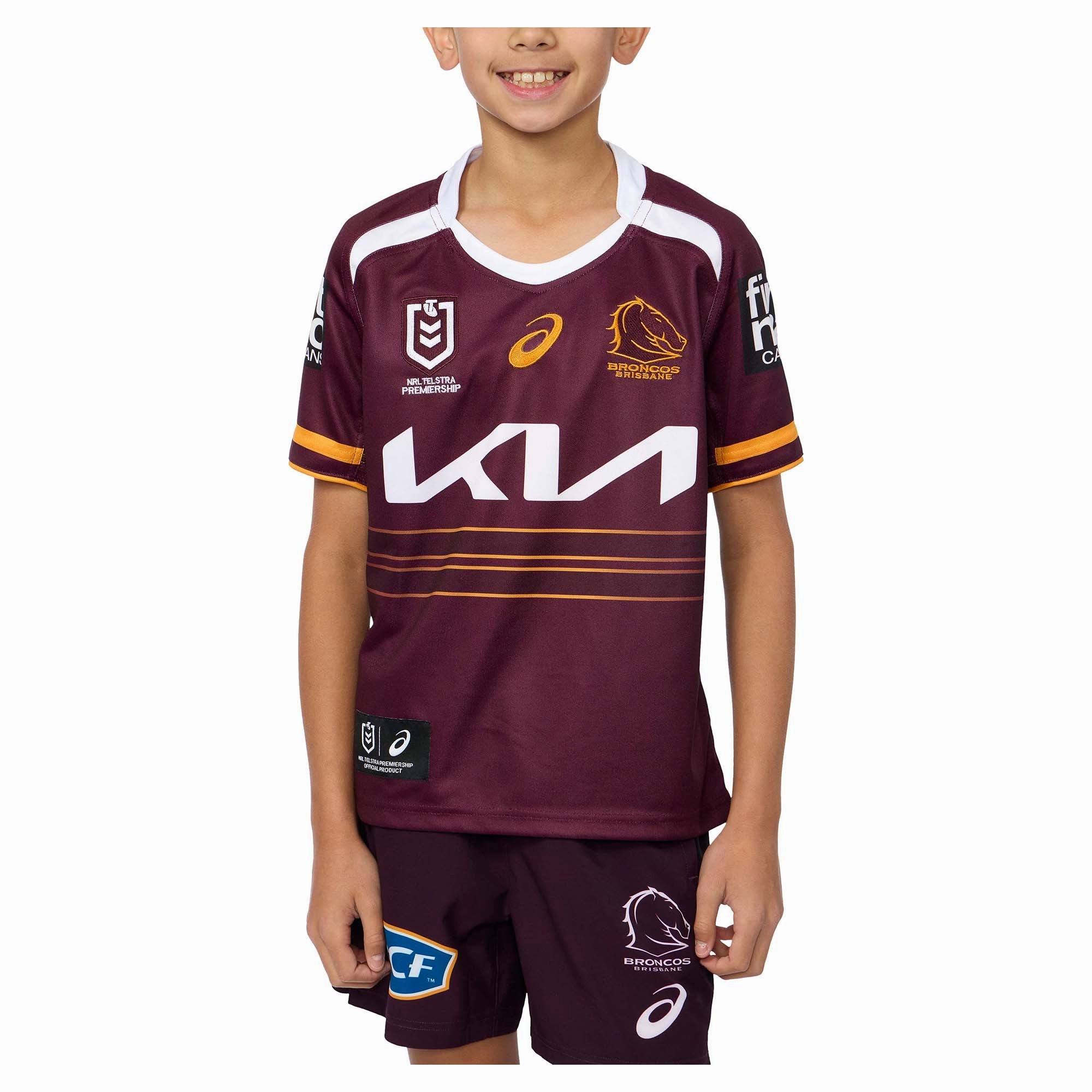 Junior's NRL Brisbane Broncos 2025 Replica Home Jersey Vented Back Tight Motion