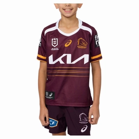 Junior's NRL Brisbane Broncos 2025 Replica Home Jersey Odor Resistant Fabric Walk Friendly