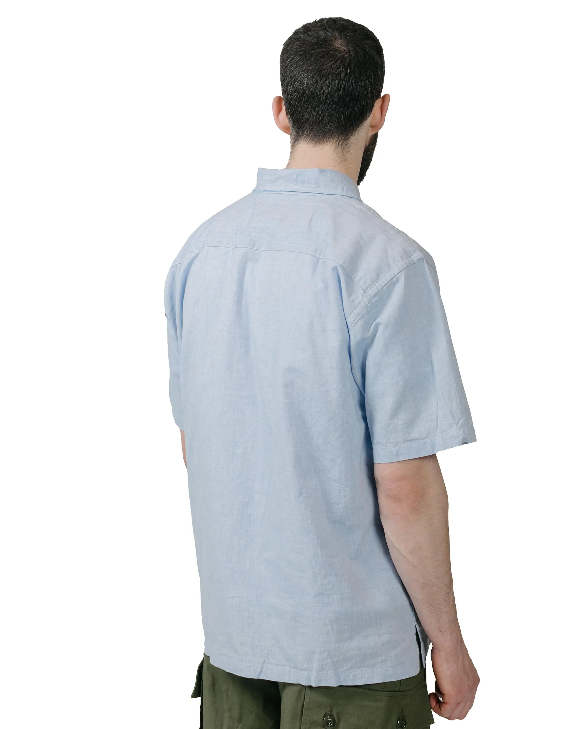 Fitted Cut Norse Projects Ivan Relaxed Cotton Linen SS Shirt Pale Blue