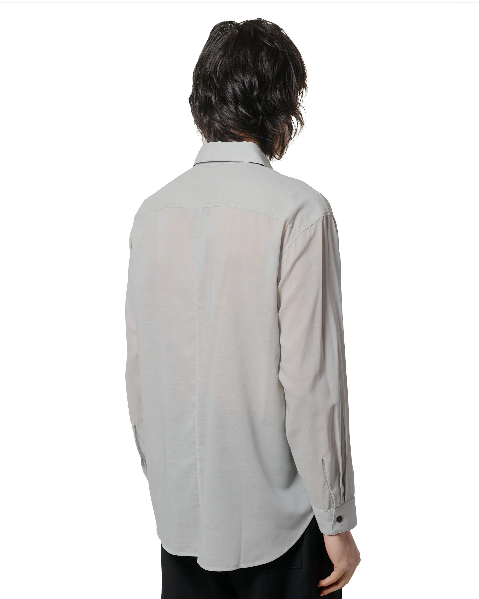 Wanze Layered Button Up Shirt Wool Voile Hazy Blue Edgy style Sporty Look