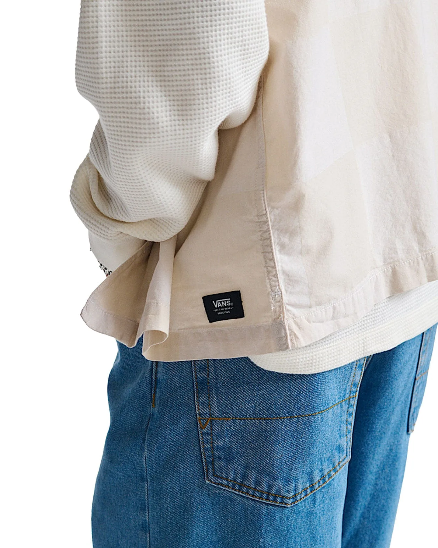 smooth zipper Vans Kessler Checkerboard Woven Shirt - White / Marshmallow