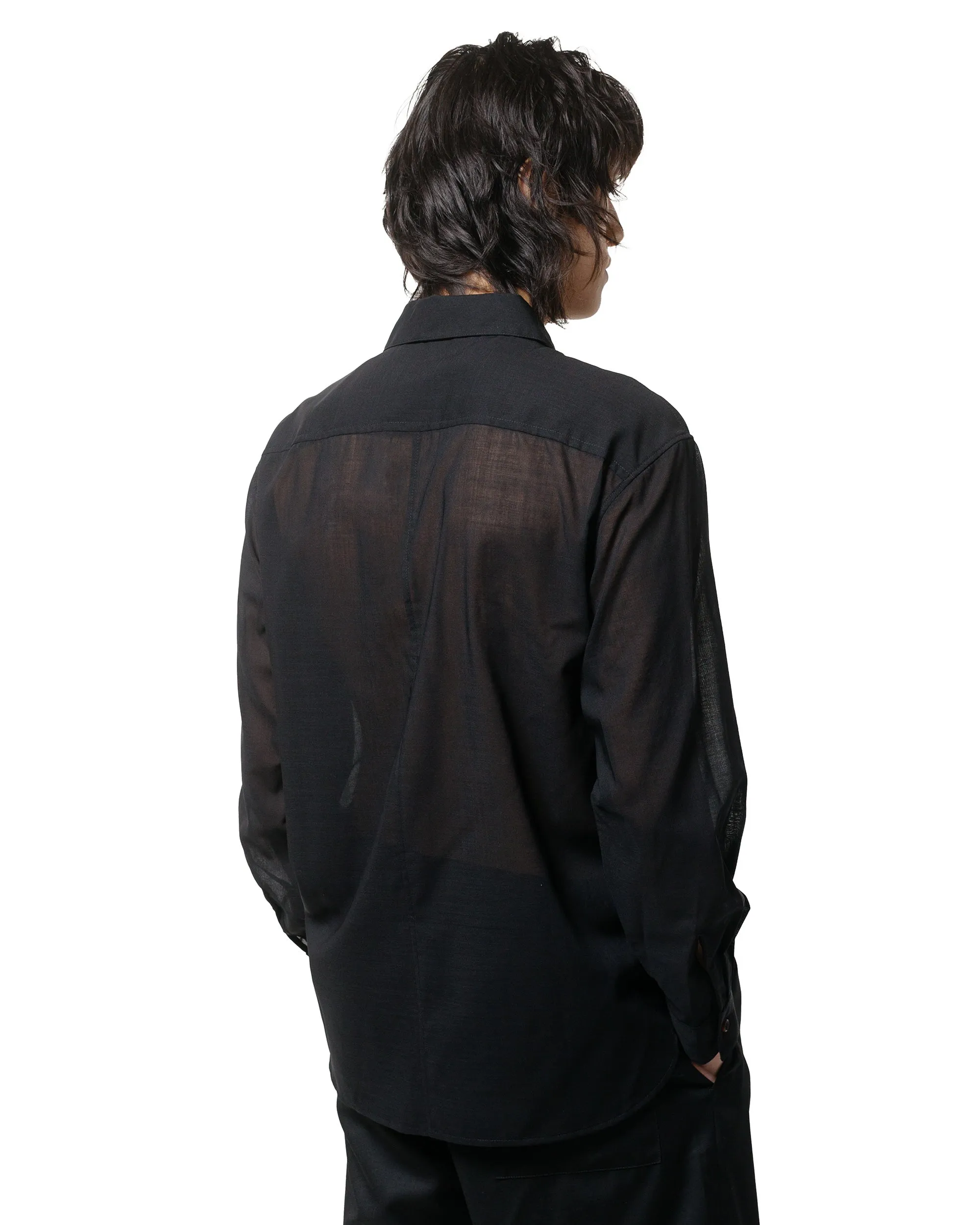Wanze Layered Button Up Shirt Wool Voile Black birthday celebration