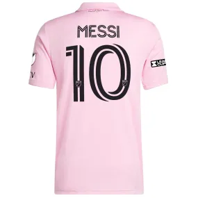 Adjustable Drop Tail adidas Authentic Inter Miami Lionel Messi Home Jersey 22/23 w/ Leagues Cup Final   Match Details (True Pink/Black)