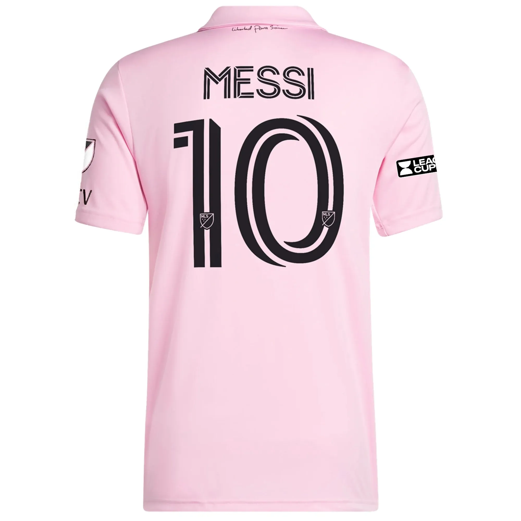 Adjustable Drop Tail adidas Authentic Inter Miami Lionel Messi Home Jersey 22/23 w/ Leagues Cup Final   Match Details (True Pink/Black)