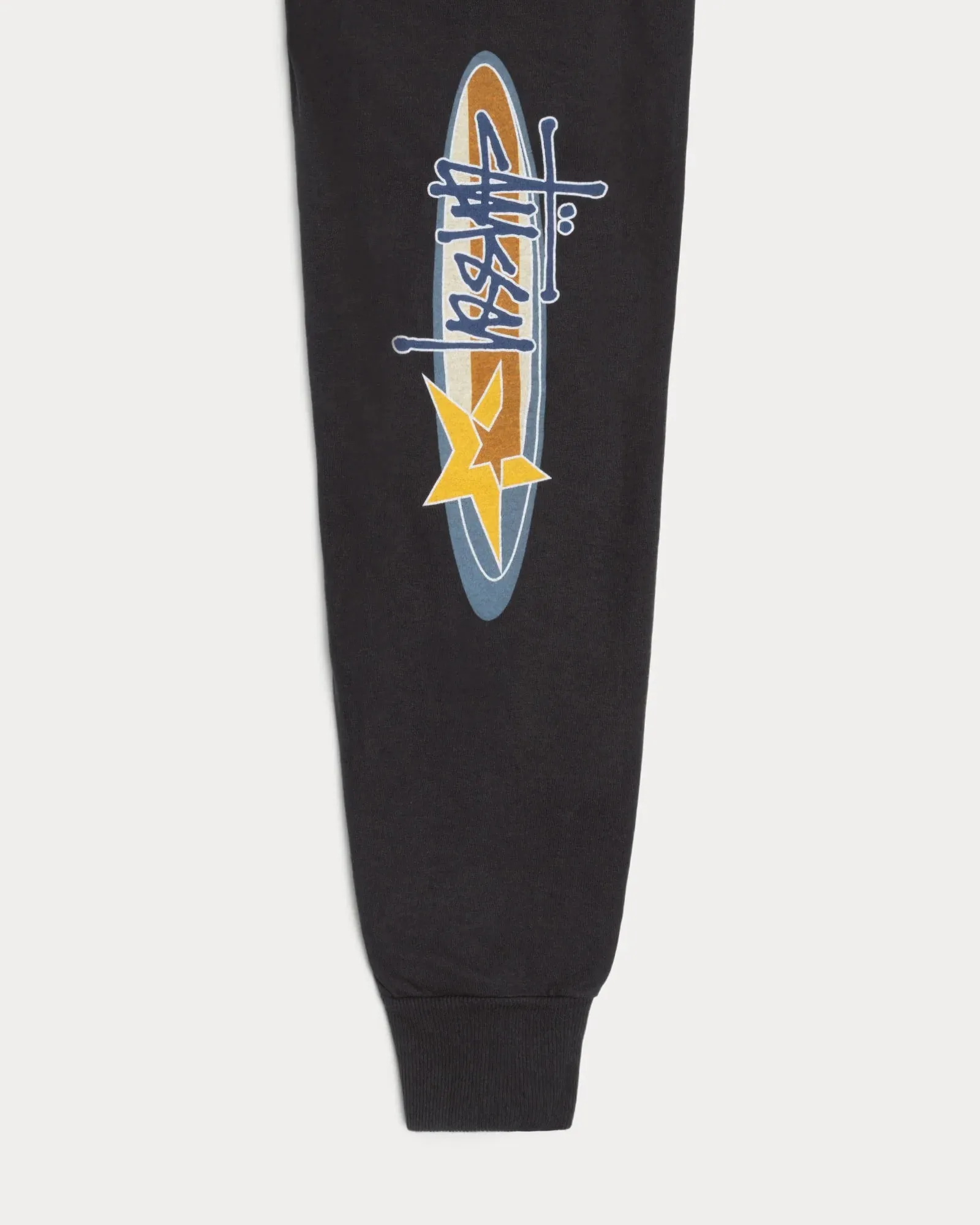 Stussy "Two Star Pig. Dyed LS Tee" M - Faded Black Stretch Fit Placket Closure