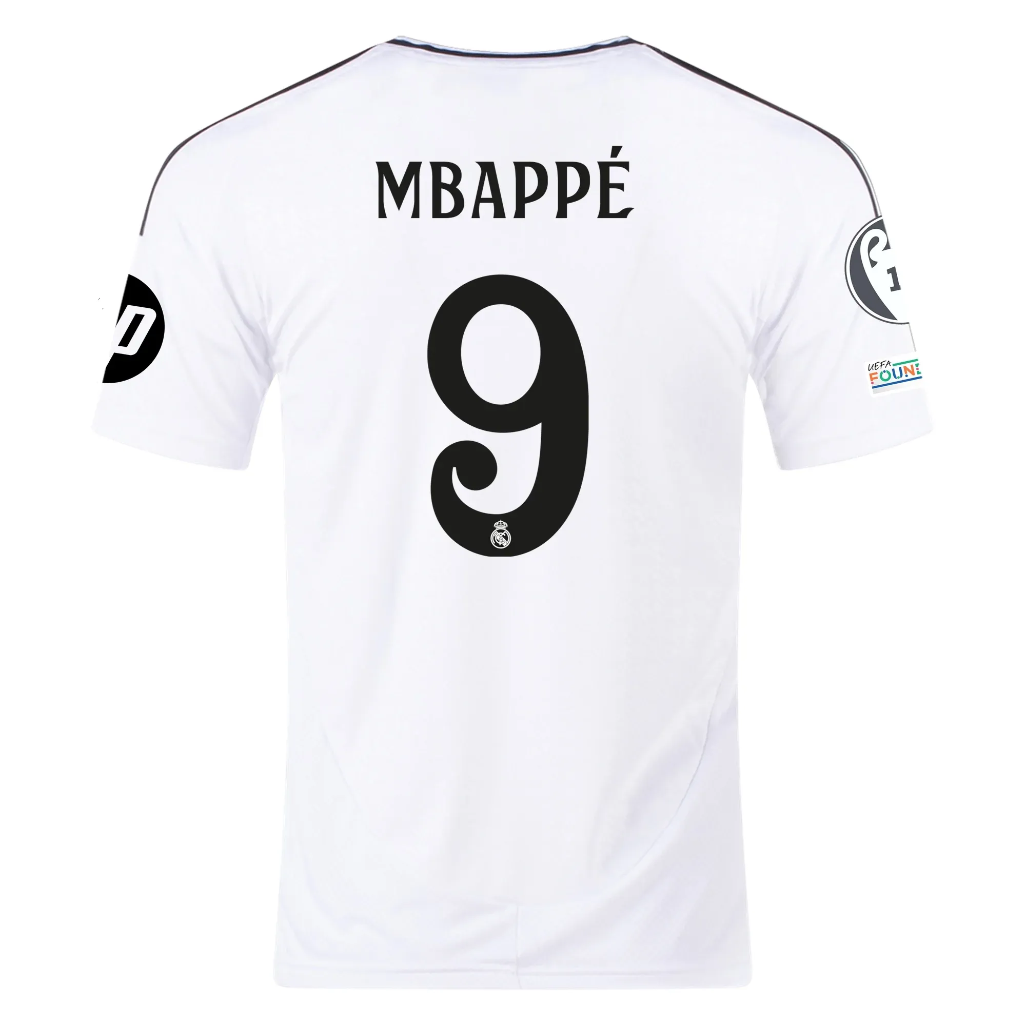 Dynamic Texture adidas Real Madrid Kylian Mbappe Home Jersey 24/25 w/ Champions League Patches (White/Black)