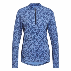 Casual Fit Breathe Zone adidas - Women's Ultimate365 Printed 1/4 Zip Mock-Neck Long Sleeve Polo (HT1253)
