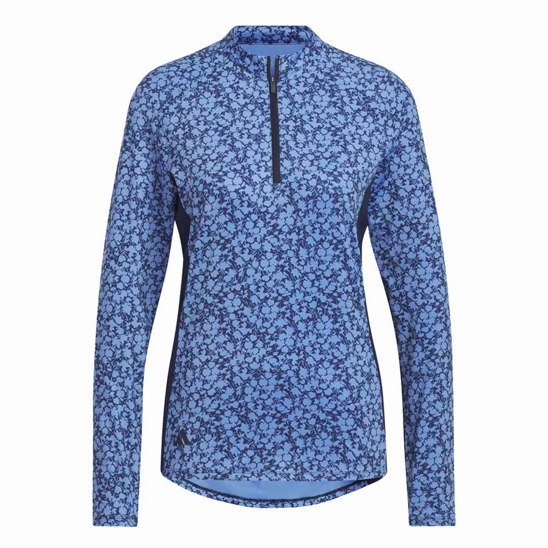 Casual Fit Breathe Zone adidas - Women's Ultimate365 Printed 1/4 Zip Mock-Neck Long Sleeve Polo (HT1253)