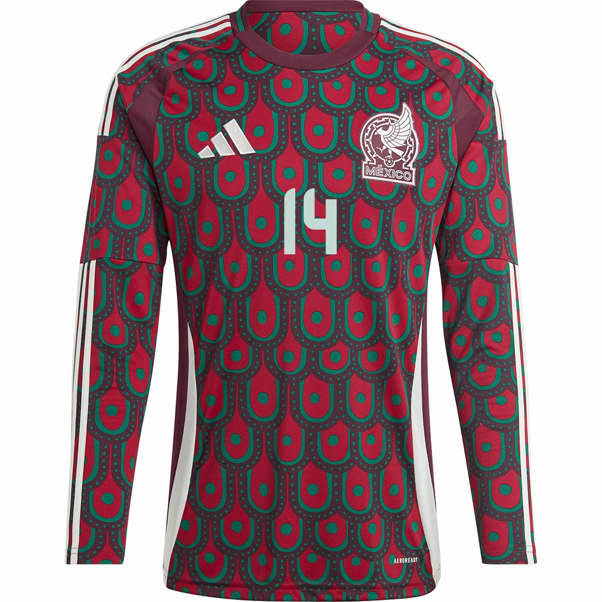 Frictionless Inner Layer Tear Resistant Fabric Weave adidas Mens Mexico Erick Guti??rrez Home Long Sleeve Jersey 24/25 (Multicolor)