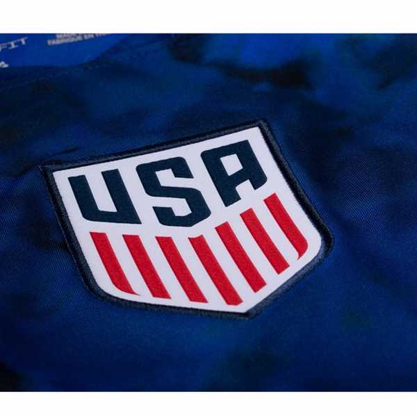 High Visibility Trim Nike United States Deandre Yedlin Away Jersey 22/23 w/ World Cup 2022 Patches (Bright Blue/White)