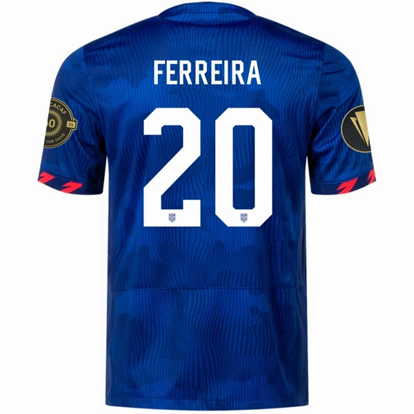 Nike Mens United States Jesus Ferreira Away Jersey w/ Gold Cup Patches 23/24 (Hyper Royal/Loyal Blue) Dynamic Comfort Non Chafing Seam Placement