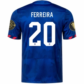 Nike Mens United States Jesus Ferreira Away Jersey w/ Gold Cup Patches 23/24 (Hyper Royal/Loyal Blue) Dynamic Comfort Non Chafing Seam Placement