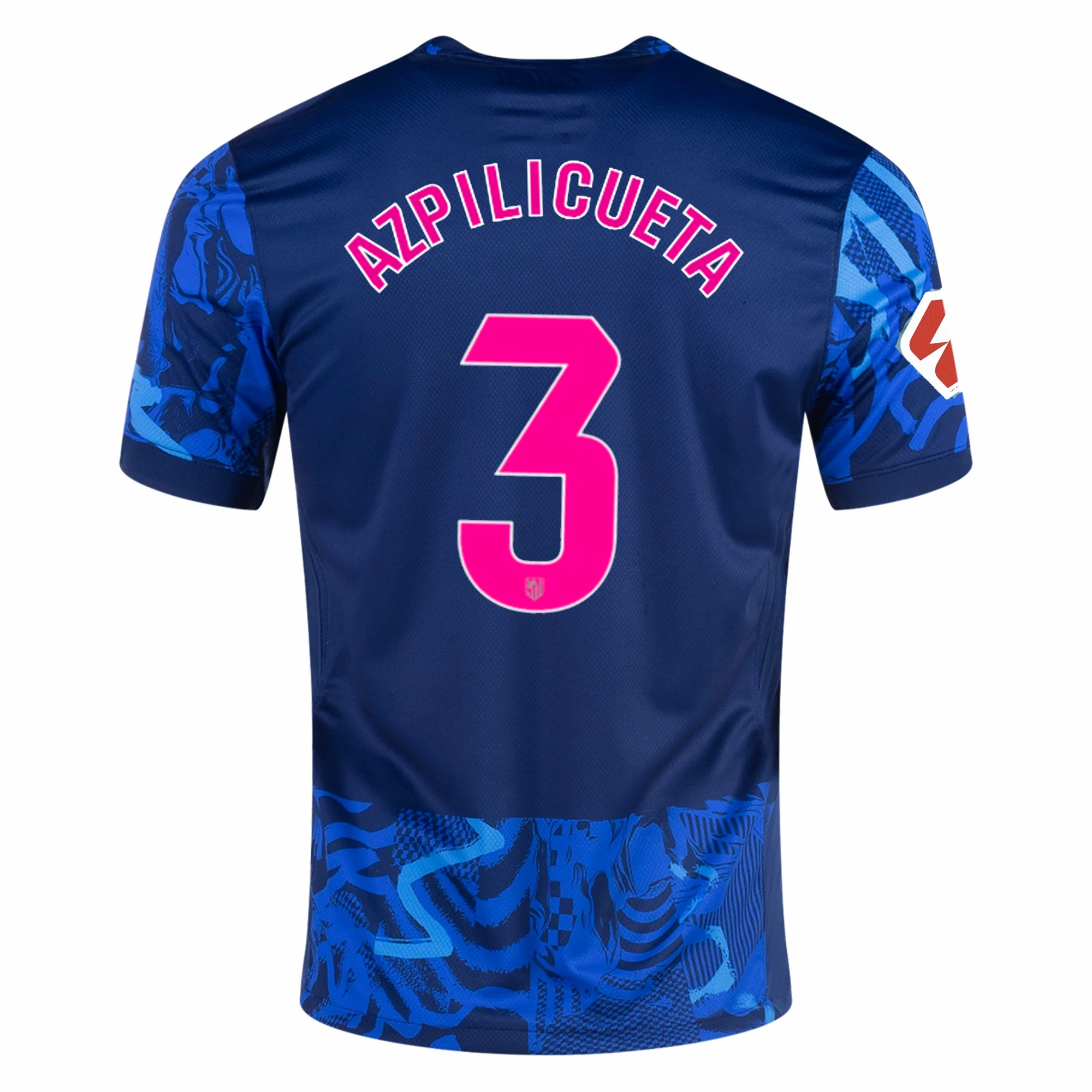 Simple Layer Nike Atletico Madrid Cesar Azpilicueta Third Jersey w/ La Liga Patch 24/25 (Blue Void/Pink Glow)
