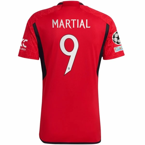 adidas Manchester United Anthony Martial Home Jersey 23/24 w/ Champions League Patches (Team College Red) Compression Fit Tech Friction Reducing Inner Layer